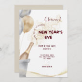 Modern New Year's Eve Party Celebration 2026 招待状 (正面/裏面)