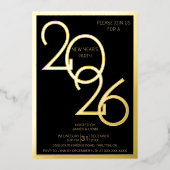 Modern New Year's Eve Party Foil Invitation 箔招待状 (正面)