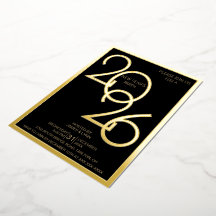 Modern New Year's Eve Party Foil Invitation