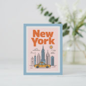 Modern New York City Travel Minimalist Skyline ポストカード (スタンド正面)