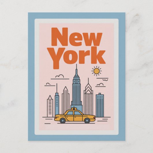 Modern New York City Travel Minimalist Skyline ポストカード (正面)