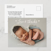 Modern Newborn baby Photo Birth Announcement  ポストカード (正面/裏面)