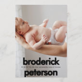 Modern Newborn Simple Photo Birth 案内状 (裏面)