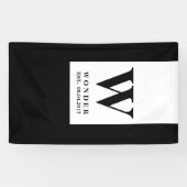 Modern Newly Wed Monogram | Black Minimalist Logo 横断幕 (横)