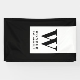 Modern Newly Wed Monogram | Black Minimalist Logo 横断幕