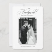 Modern Newlywed Christmas Black & White Photo シーズンカード (正面)