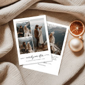 Modern Newlywed Merrily Ever After Christmas Photo シーズンカード