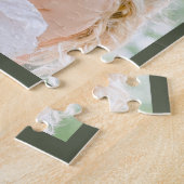 Modern Newlywed Photo Collage Names Monogram Text ジグソーパズル (側面)