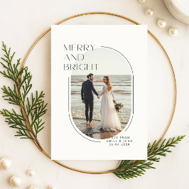 Modern Newlywed Romantic Beach Photo Christmas シーズンカード