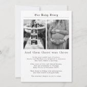 Modern Newspaper Black and White Pregnancy Reveal 案内状 (裏面)