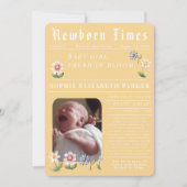 Modern Newspaper Flat Birth Announcement Card 案内状 (正面)