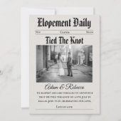 modern newspaper newlyweds elopement announcements 招待状 (正面)