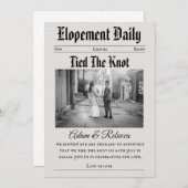 modern newspaper newlyweds elopement announcements 招待状 (正面/裏面)