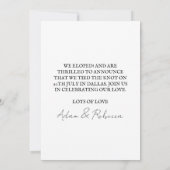 modern newspaper newlyweds elopement announcements 招待状 (裏面)