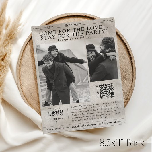 Modern Newspaper Paper Photo Wedding Invitation