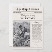Modern Newspaper Photo Valentine's Day Card シーズンカード (正面)