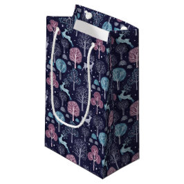 Modern Night Forest Deer スモールペーパーバッグ