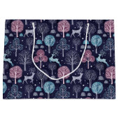 Modern Night Forest Deer ラージペーパーバッグ (正面)