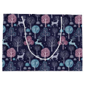 Modern Night Forest Deer ラージペーパーバッグ (裏面)