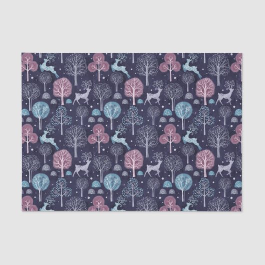 Modern Night Forest Deer 薄葉紙 (正面)