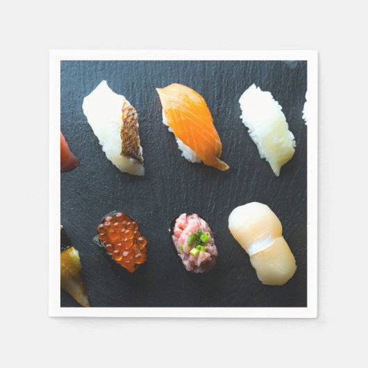 Modern Nigiri Set on Slate – SUSHIMI Collection スタンダードカクテルナプキン (正面)