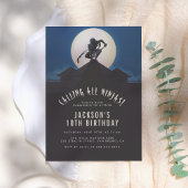 Modern Ninja on Roof Top Silhouette Birthday Party 招待状