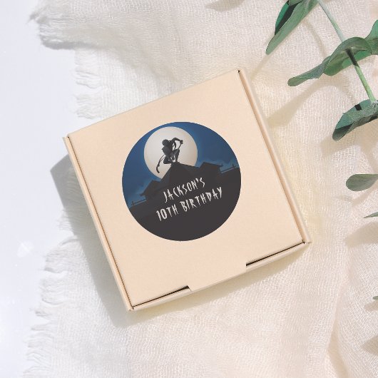 Modern Ninja Silhouette Birthday Party ラウンドシール