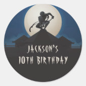 Modern Ninja Silhouette Birthday Party ラウンドシール (正面)