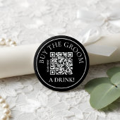 Modern Noir Buy the Groom a Drink QR Code 缶バッジ