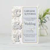 Modern Nonconformist Pearl Gold Script Wedding 招待状 (スタンド正面)