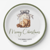 Modern Nordic Christmas Custom Name Dinner Plates ペーパープレート (正面)