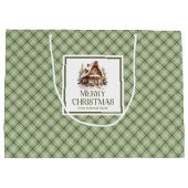 Modern Nordic Christmas Gift Bag Soft Beige Gold ラージペーパーバッグ (裏面)