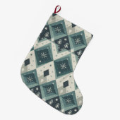 Modern Nordic Geometric Pet Stocking with Snow ラージクリスマスストッキング (正面 (吊り時))