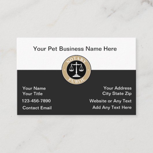 Modern Notary Public New Business Cards 名刺 (正面)