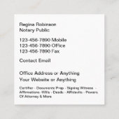 Modern Notary Public Unique Business Cards スクエア名刺 (裏面)