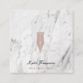 Modern Notary Signing Agent QR Code Marble Pink スクエア名刺 (正面)