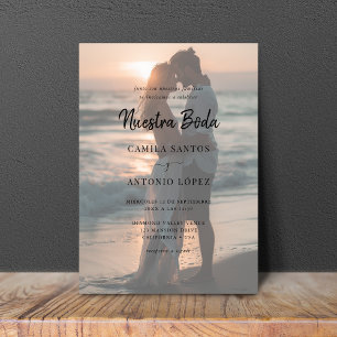 Modern Nuestra Boda   Faded Photo Spanish Wedding 招待状