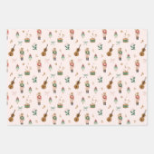 Modern Nutcracker Christmas Bow Ribbon Pattern ラッピングペーパーシート (正面)