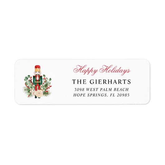 Modern Nutcracker Christmas Holiday Return Address ラベル (正面)
