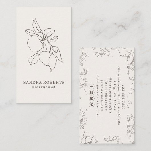 Modern  nutritionist Business Card 名刺 (正面/裏面)