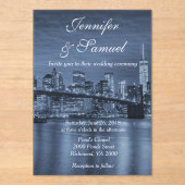 Modern NYC Skyline Elegance アクリル招待状 (正面)