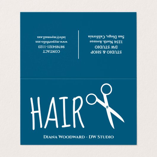 Modern Ocean Blue Hairdressers Loyalty 名刺 (外部フラット)