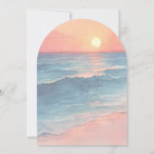 Modern Ocean Sunset Watercolor Beach Arch Wedding 招待状 (裏面)