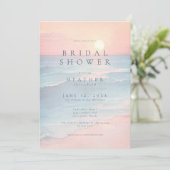 Modern Ocean Sunset Watercolor Beach Bridal Shower 招待状 (スタンド正面)