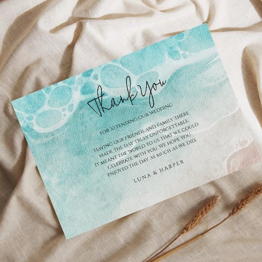 Modern Ocean Tide Watercolor Thank You Card エンクロージャーカード