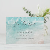Modern Ocean Tide Watercolor Wedding セーブザデート (スタンド正面)