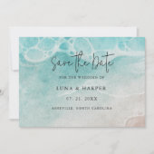 Modern Ocean Tide Watercolor Wedding セーブザデート (正面)