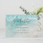 Modern Ocean Tide Watercolor Wedding セーブザデート (スタンド正面)