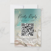 Modern Ocean Tide Wedding QR Code RSVP Card セーブザデート (正面)