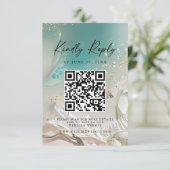 Modern Ocean Tide Wedding QR Code RSVP Card セーブザデート (スタンド正面)